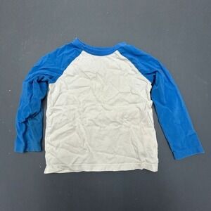 Amazon Essentials T Shirt Boys XS White Blue Long Sleeve Raglan Casual Top